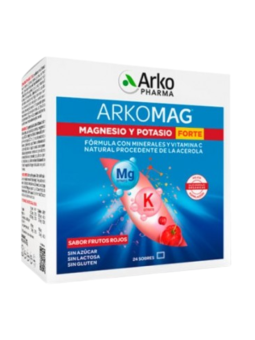 Arkomag magnesio y potasio forte 24 sobres sabor frutos rojos