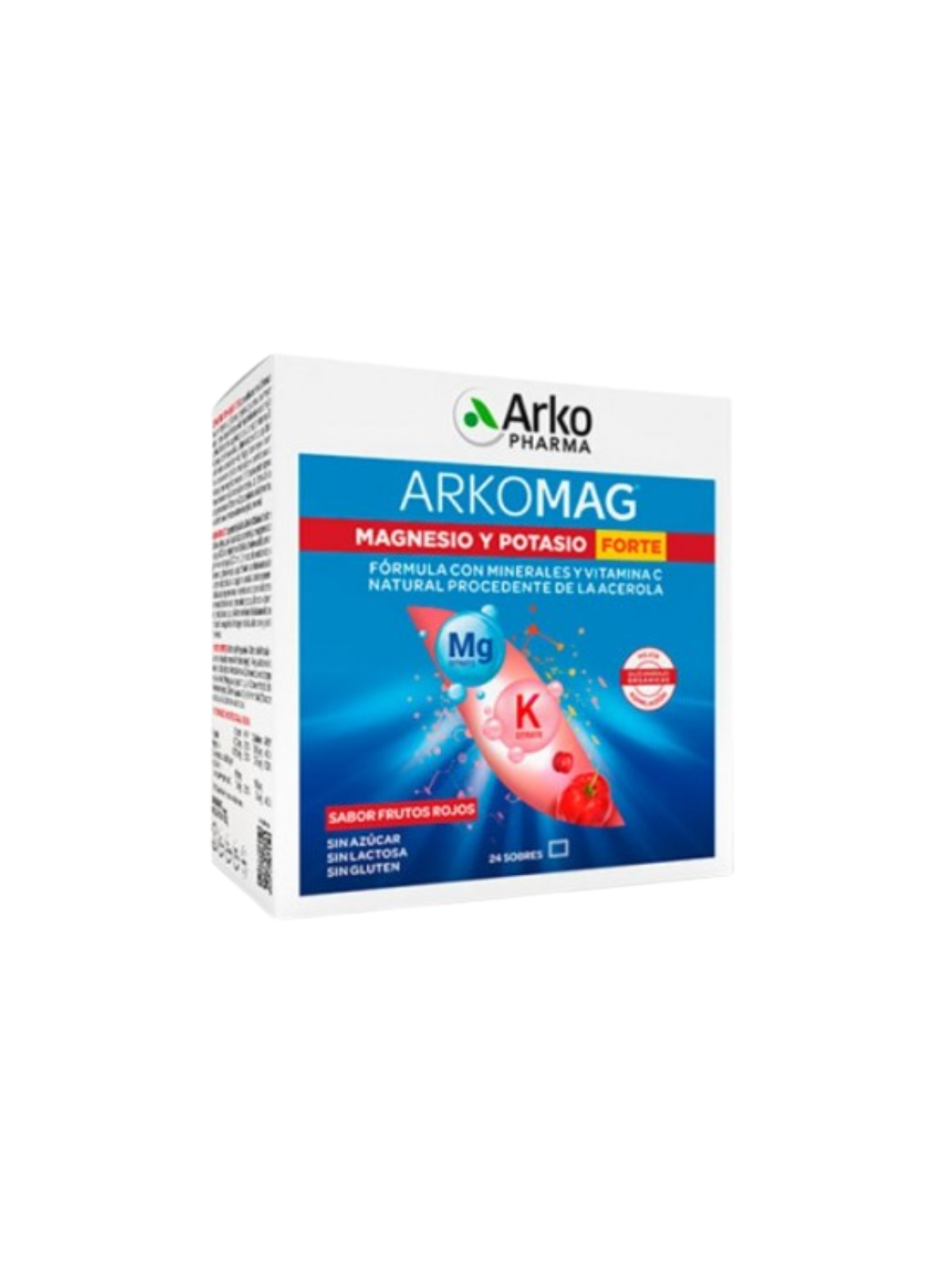 Arkomag magnesio y potasio forte 24 sobres sabor frutos rojos