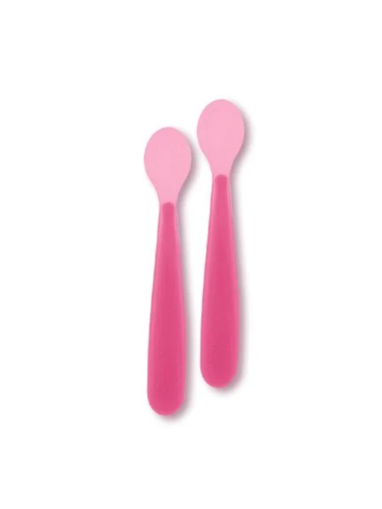 Chicco cubierto infantil cuchara silicona easy t rosa +6 meses 2 u