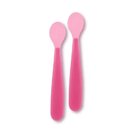 Chicco cubierto infantil cuchara silicona easy t rosa +6 meses 2 u