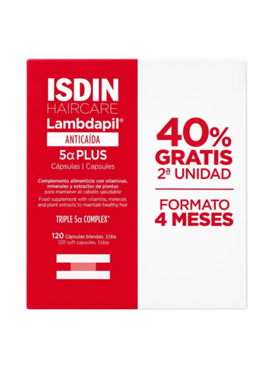 Isdin lambdapil 5 alfa plus 2ªunidad 40% 120 capsulas