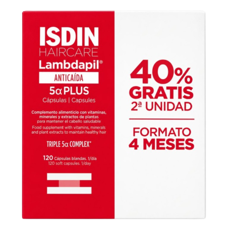 Isdin lambdapil 5 alfa plus 2ªunidad 40% 120 capsulas