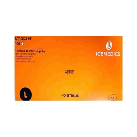 Icemedics guantes latex sin polvo 100 uds.  TALLA- L