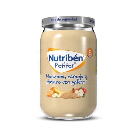nutriben potitos manzana, naranja, platano y galleta 1 envase 235 g