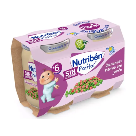 Nutriben cena guisantes tiernos con jamón  2 potitos 190 G