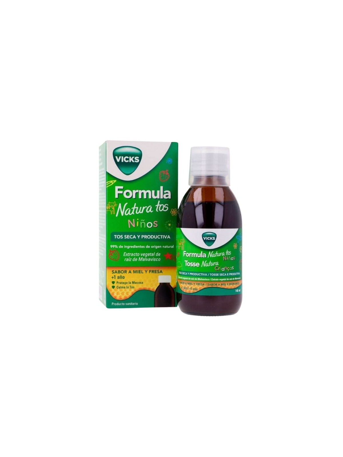 Formula Natura Tos Niños 1 Frasco 140ml Sabor Miel Y Fresa