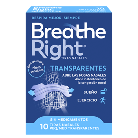 Breathe right tiras trasnparentes 10 unidades talla pequeña