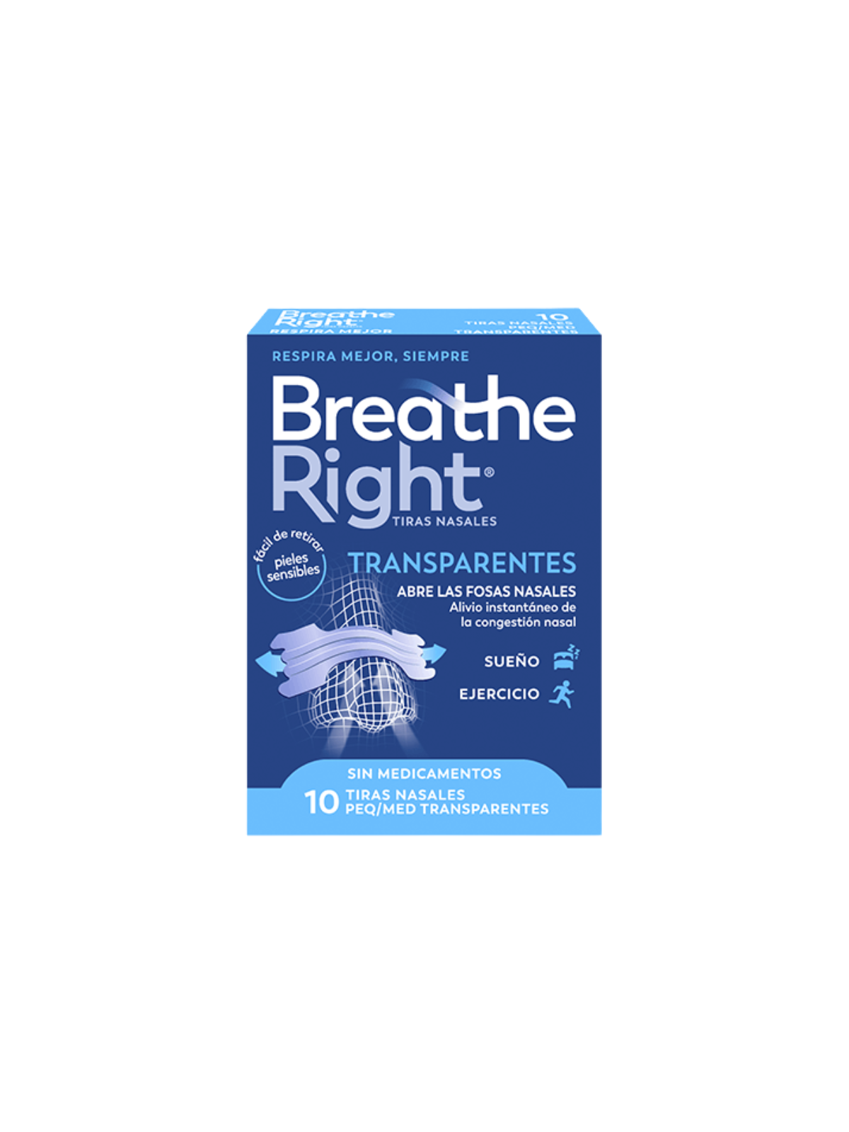 Breathe right tiras trasnparentes 10 unidades talla pequeña