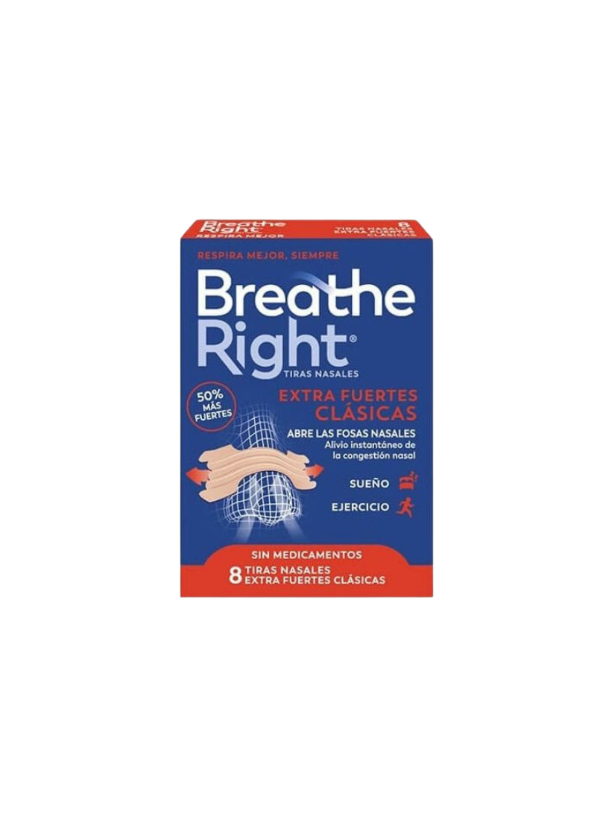 Breathe right transparentes 8 unidades extra fuertes