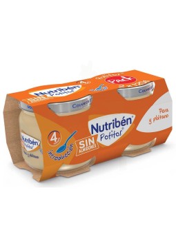 Nutriben potitos platano mandarina pera  y galleta 2 envases 190 G