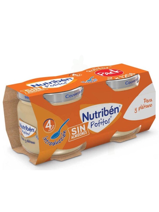 Nutriben potitos platano mandarina pera  y galleta 2 envases 190 G