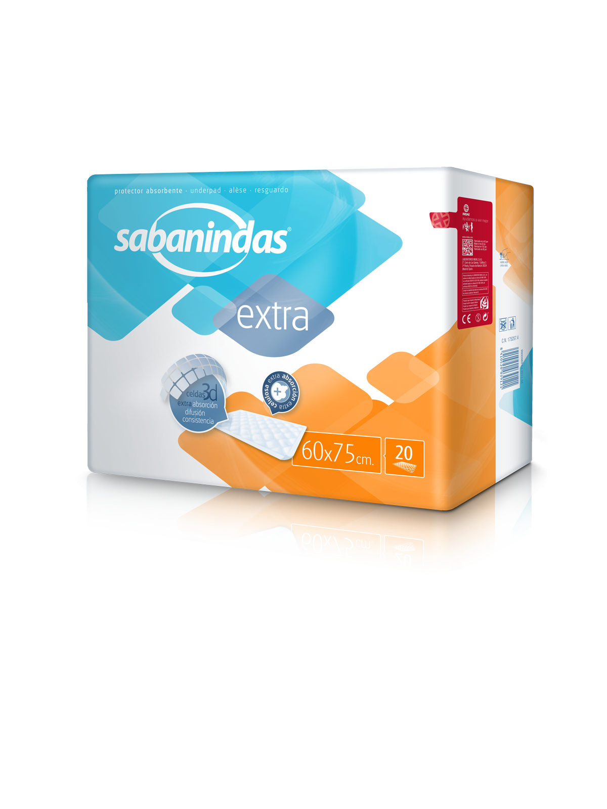 Sabanindas protector extra 60x75cm 20 uds