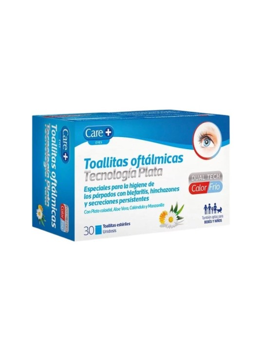 CARE+ TOALLITAS OFTALMICAS TECNOLOGIA PLATA 30 UNIDADES