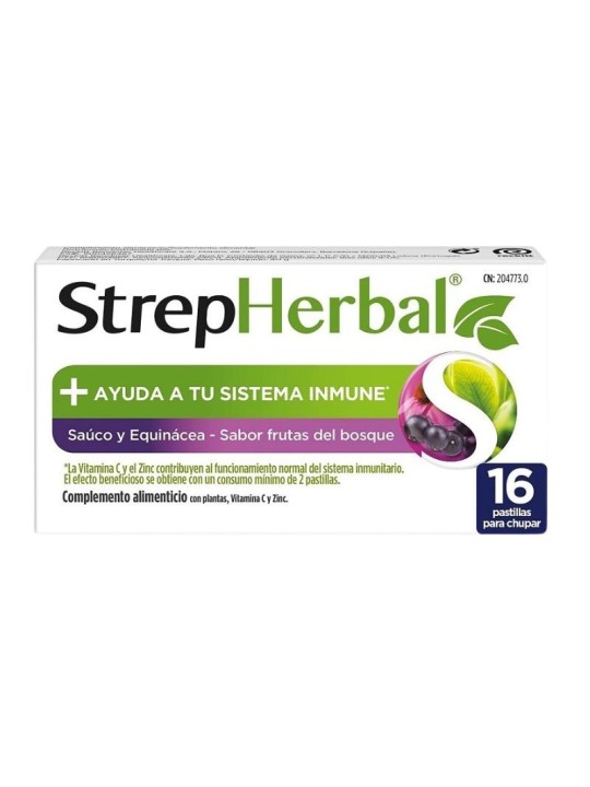 Strepherbal 16 pastillas para chupar sabor sauco y equinácea