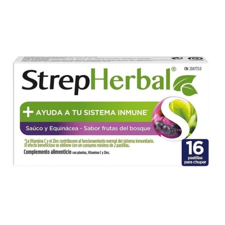 Strepherbal 16 pastillas para chupar sabor sauco y equinácea