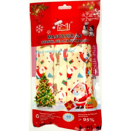 Mascarillas infantil navidad 10 und