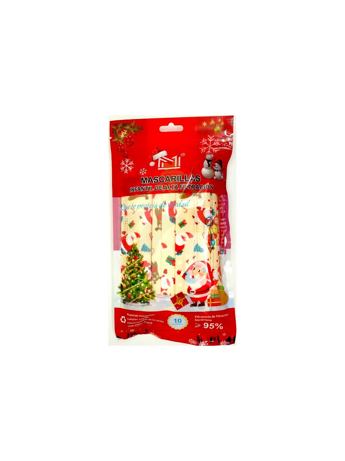 Mascarillas infantil navidad 10 und