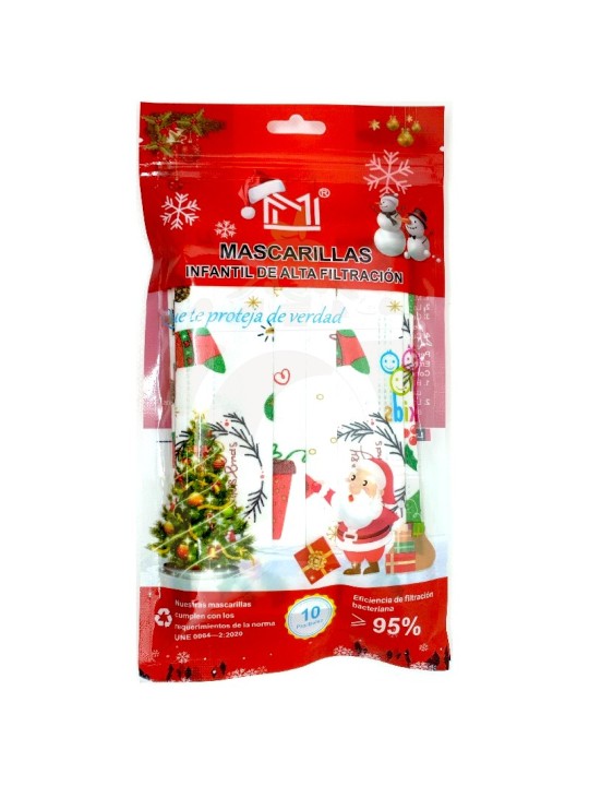 Mascarillas infantil navidad 10 und