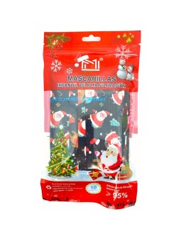 Mascarillas infantil navidad 10 und