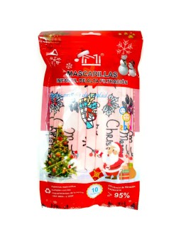 Mascarillas infantil navidad 10 und