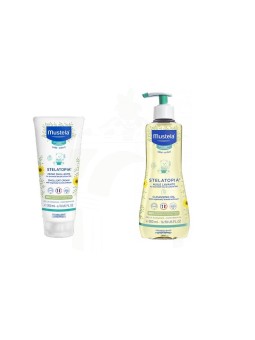 Mustela stelatopia pack crema emoliente 200 ml + aceite baño 500 ml 20 %