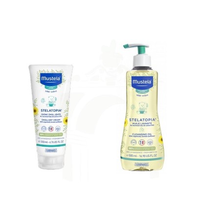 Mustela stelatopia pack crema emoliente 200 ml + aceite baño 500 ml 20 %
