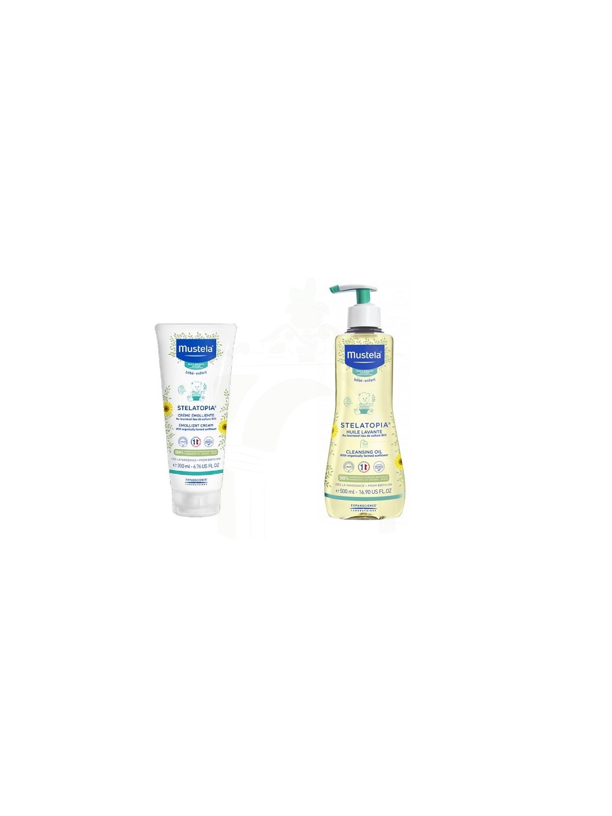 Mustela stelatopia pack crema emoliente 200 ml + aceite baño 500 ml 20 %