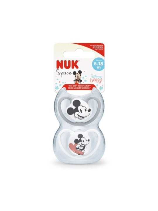 Nuk space chupete silicona Mickey 6-18 meses 2 unidades