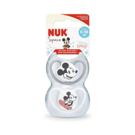 Nuk space chupete silicona Mickey 6-18 meses 2 unidades
