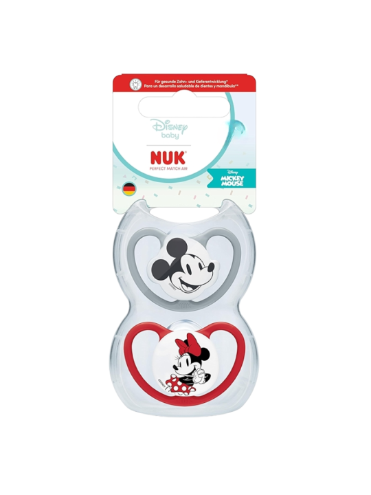 Nuk chupete silicona perfect match air Mickey/Minnie 6 - 18 meses 2 unidades