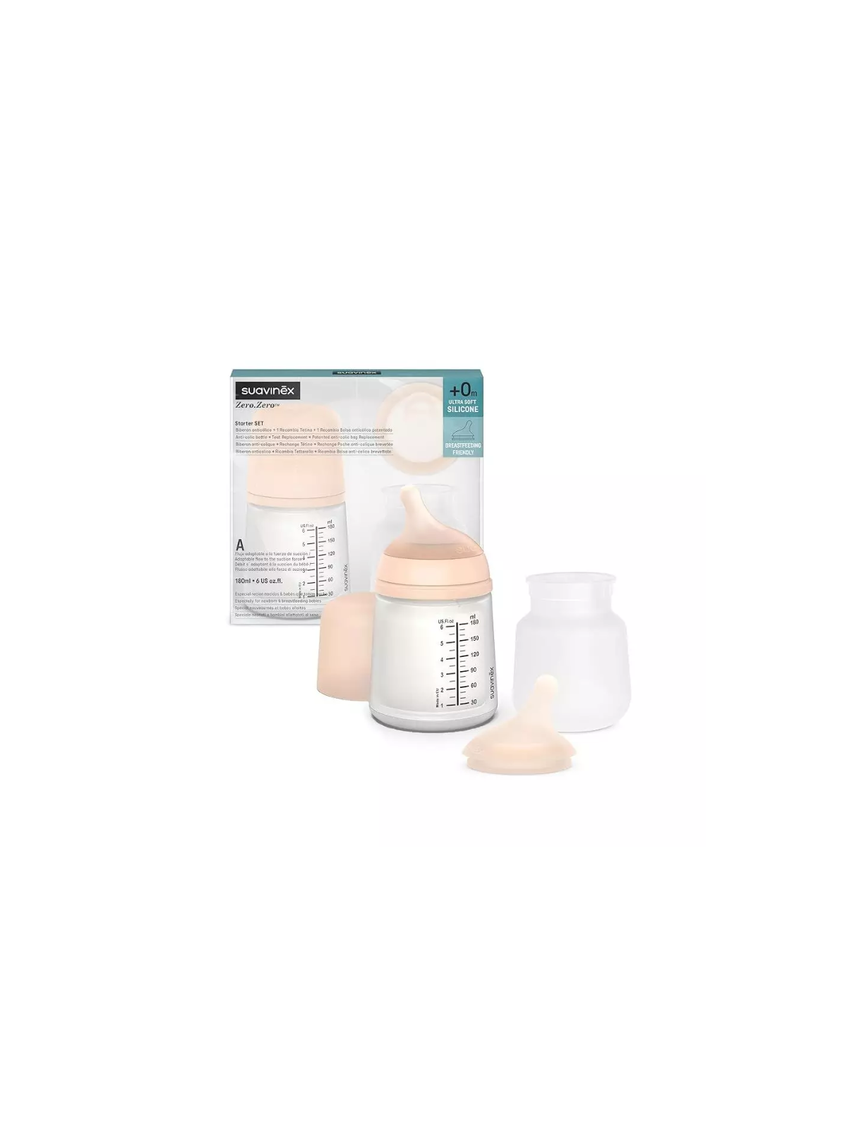 Suavinex Zero zero set iniciación biberón anticólico 180 ml