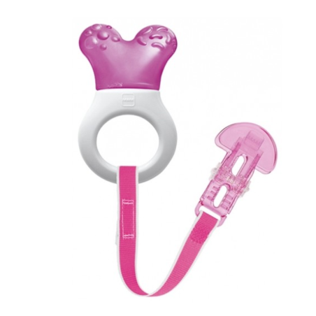 Mam mordedor mini cooler & clip con parte rellena de agua y broche rosa