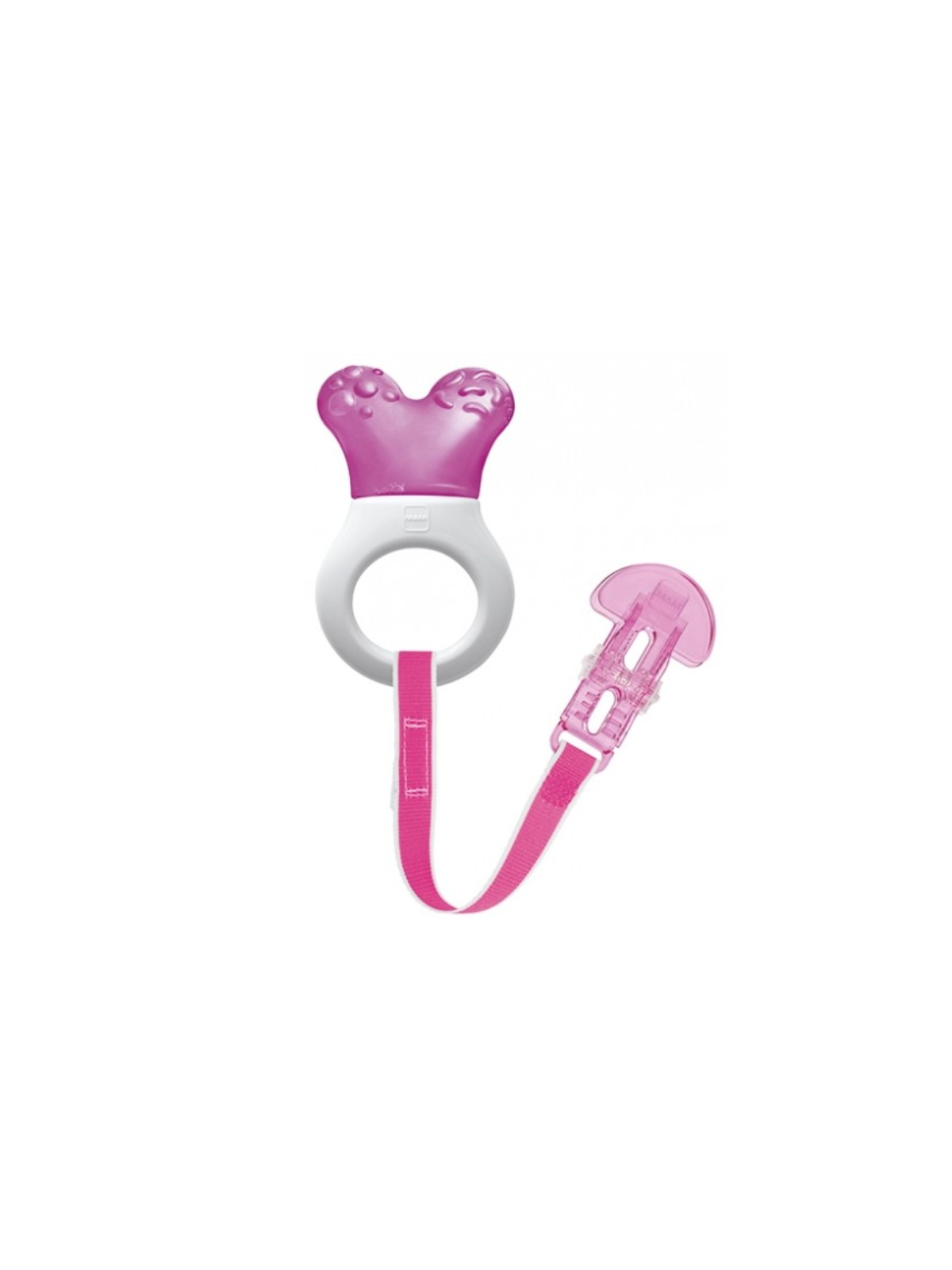 Mam mordedor mini cooler & clip con parte rellena de agua y broche rosa