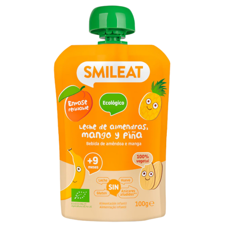 Smileat pouch leche de almendras, mango y piña