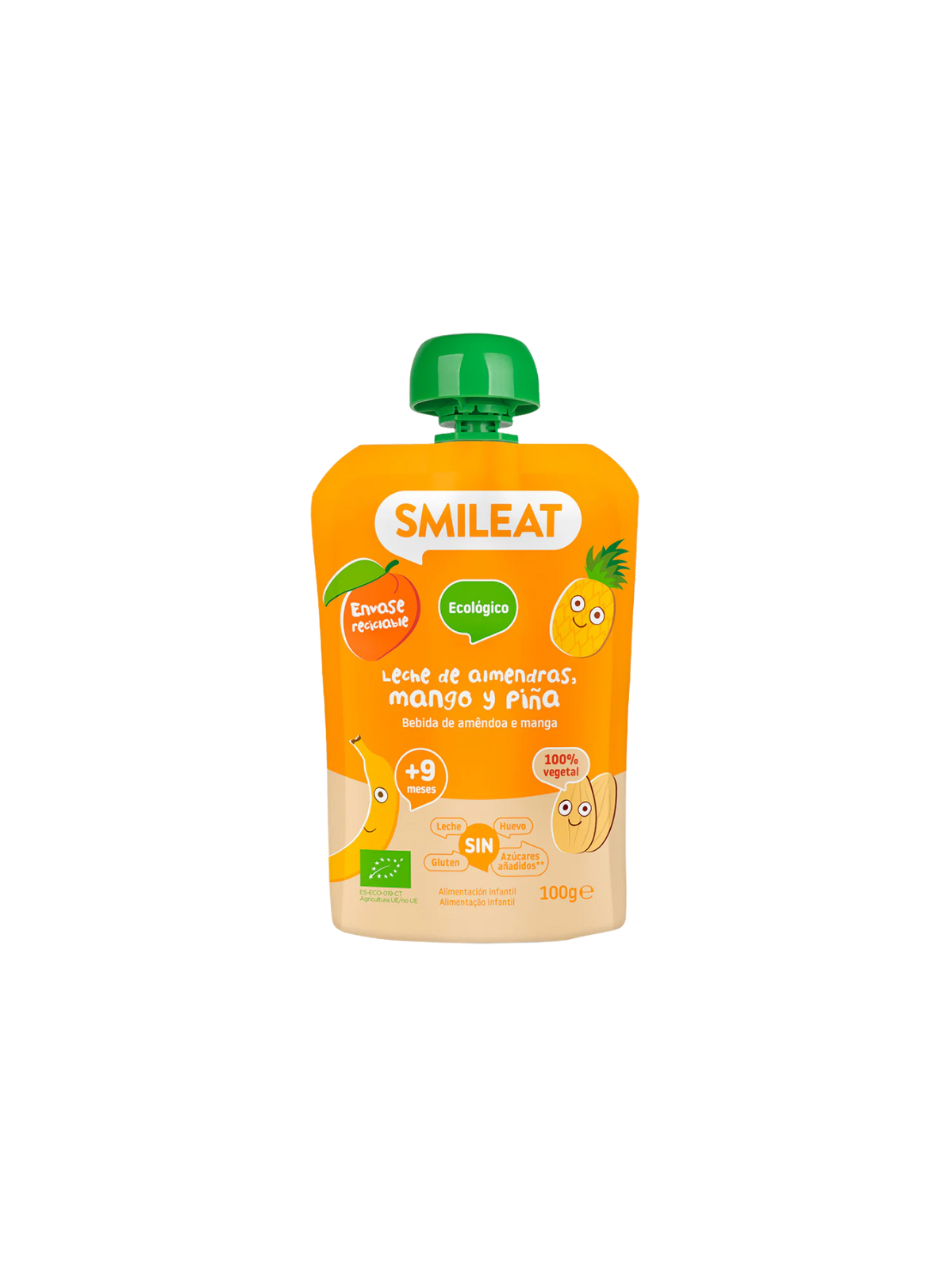 Smileat pouch leche de almendras, mango y piña