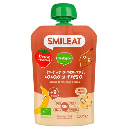 Smileat pouch leche de almendras, cacao y fresa