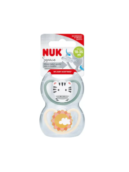 NUK CHUPETE SILICONA  SPACE 18 - 36 MESES 2 UNIDADES ZEBRA