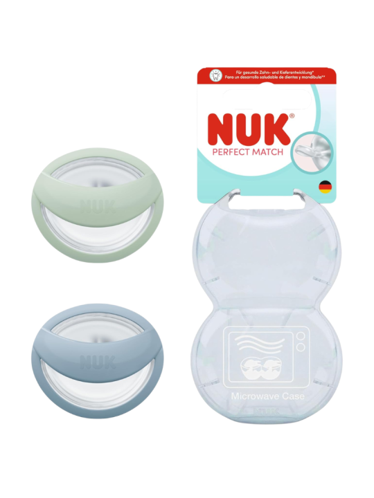 Nuk chupete perfect match (mommy feel) 0 - 6m 2 unidades azul