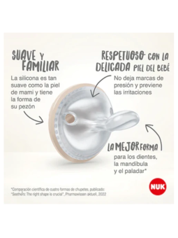 Nuk Chupete perfect matach Silicona (Mommy Feel) 0-6 Meses 2 Unidades Rosa y Beige