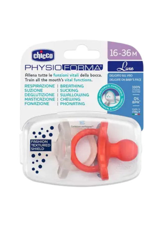 Chupete silicona chicco physioforma luxe 16 - 36 meses 2 unidades naranja-gris
