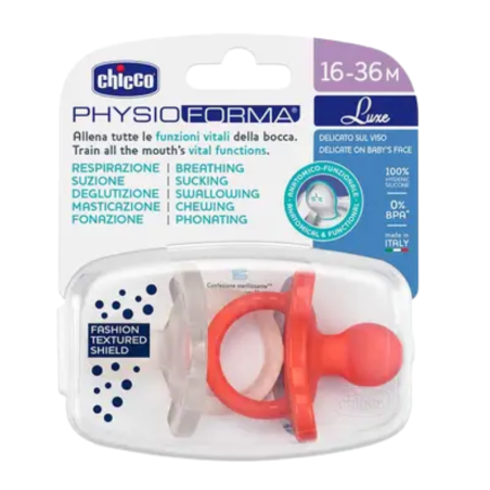 Chupete silicona chicco physioforma luxe 16 - 36 meses 2 unidades naranja-gris