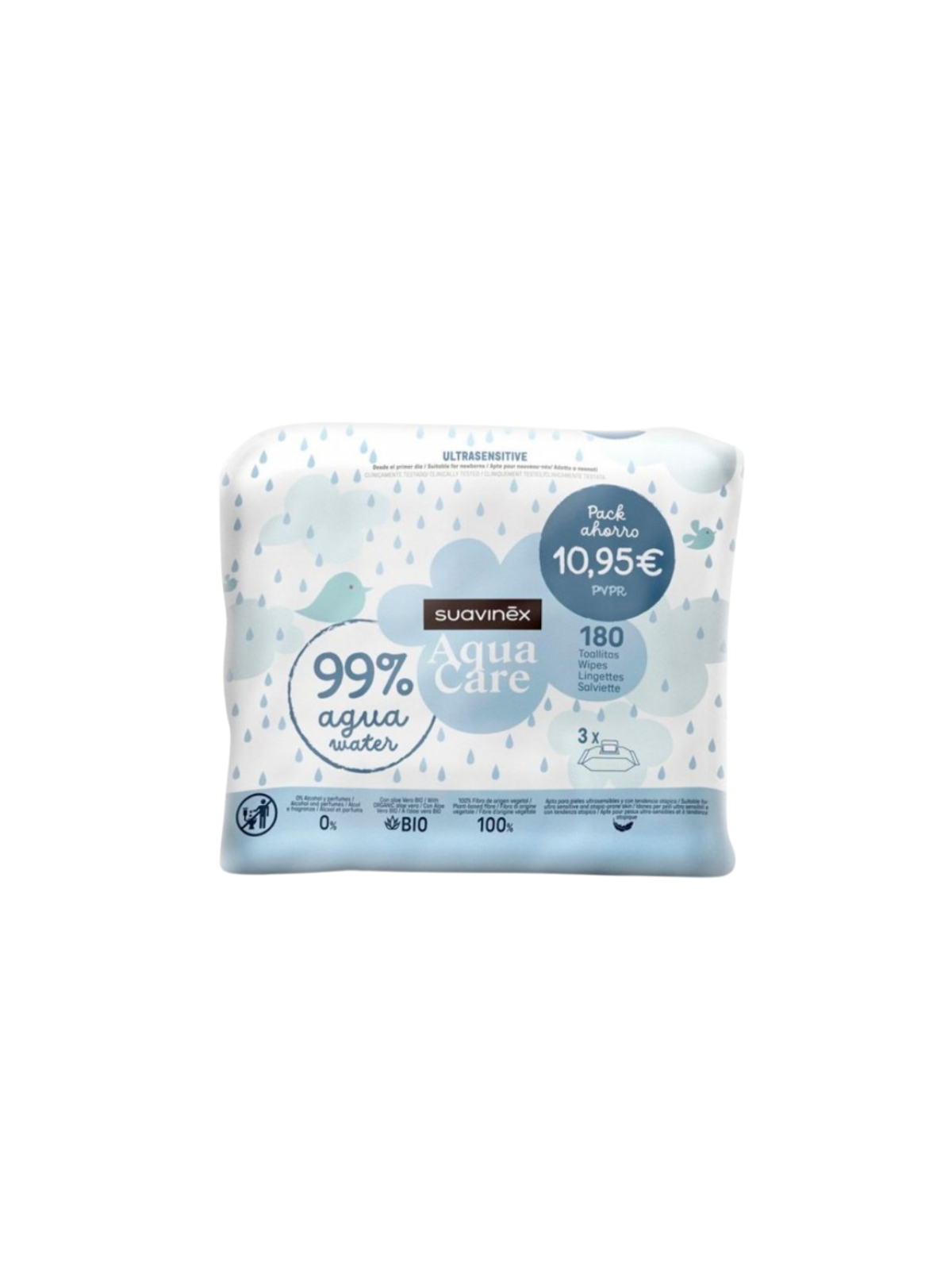 Suavinex Pack Aqua Ultrasensitive 3 x 60 toallitas