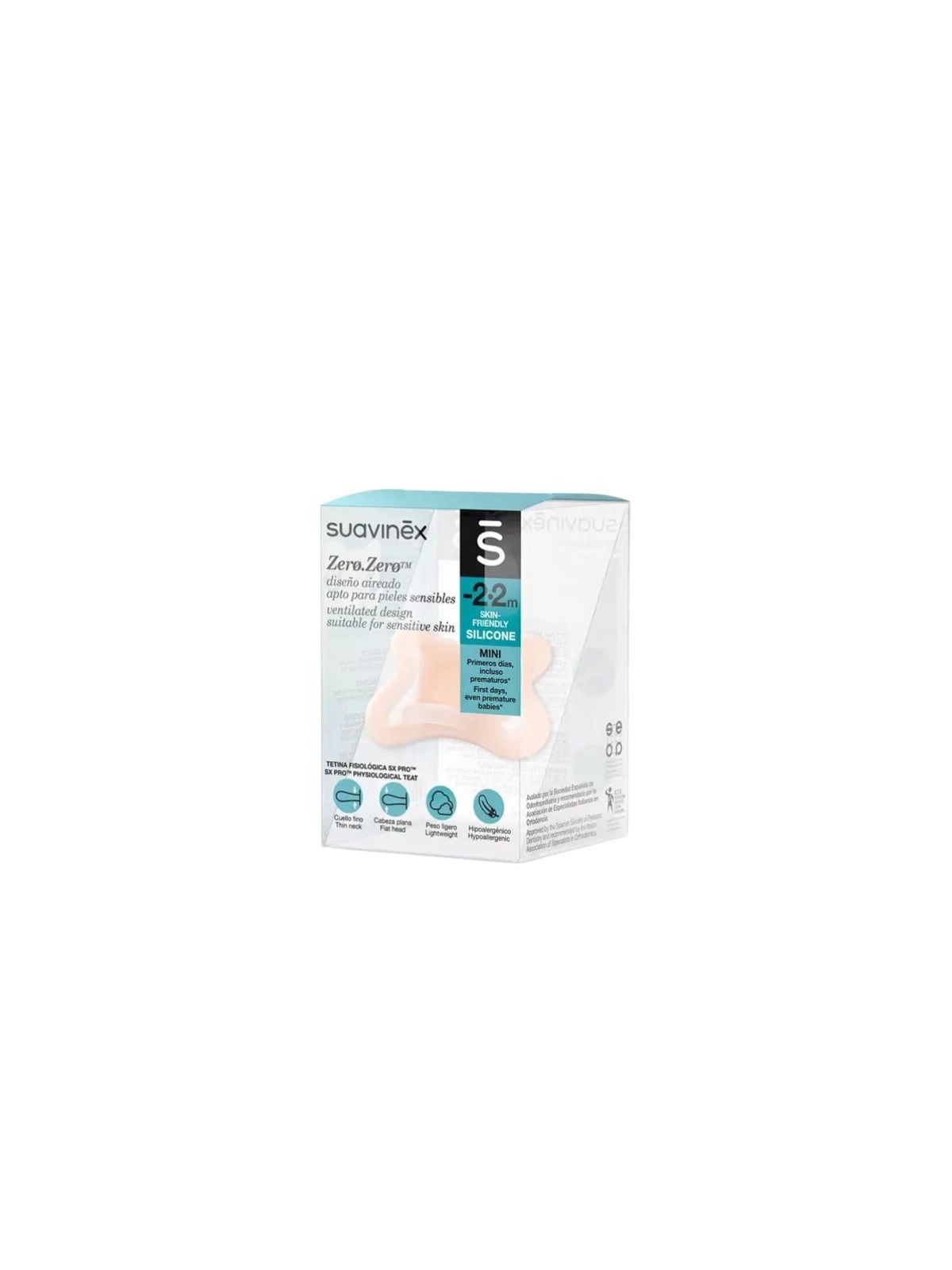 Suavinex chupete silicona fisiológico SX PRO zero-zero - 2-2 meses 1 unidad almond