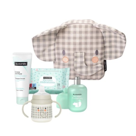 Suavinex mochila infantil elefante 1 envase crema de pañal 300ml + 1 envase baby cologne 100ml +