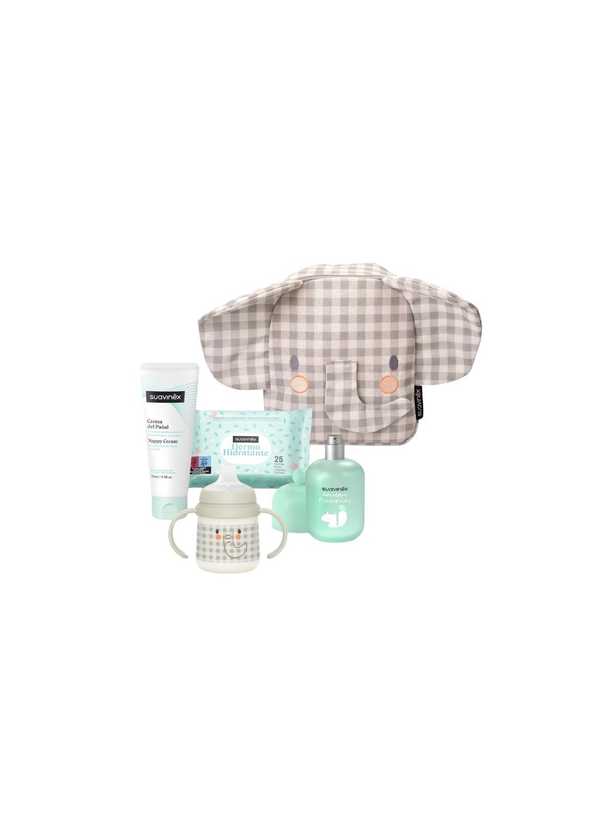 Suavinex mochila infantil elefante 1 envase crema de pañal 300ml + 1 envase baby cologne 100ml +