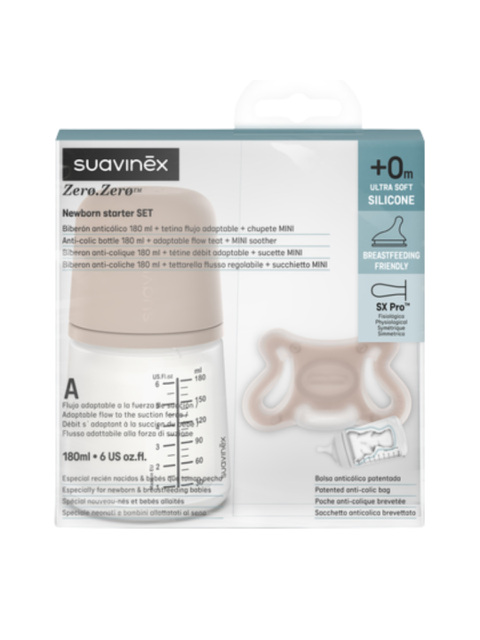 SUAVINEX SET RECIEN NACIDO BIBE 180 ML + CHUPETE ALMOND