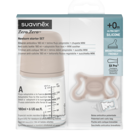 SUAVINEX SET RECIEN NACIDO BIBE 180 ML + CHUPETE ALMOND