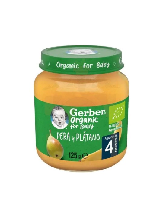 GERBER ORGANIC PERA Y PLATANO 1 TARRITO 125 G