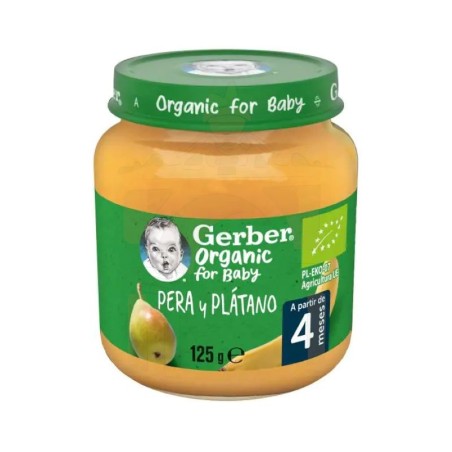 GERBER ORGANIC PERA Y PLATANO 1 TARRITO 125 G