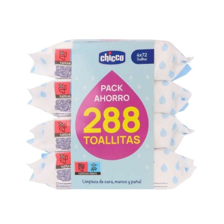 Chicco toallitas húmedas 4 envases 72 toallitas